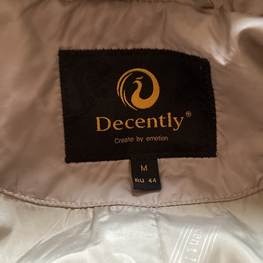 DECENTLY, DUCK DOWN WARM fitted Hooded midi length tan Puffer Coat SIZE MEDIUM - Picture 17 of 17